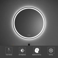 Fonction de mémoire anti-buée pour hôtel Miroir mural intelligent 32 pouces rond tactile pour salle de bain Miroir LED réglable