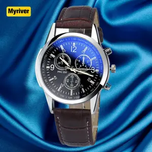 Myriver Montre Homme Bracelet Sport Montre-Bracelet Business Montre-Bracelet Horloge Cadeau Alliage Montre Quartz Bande Classique Etui Cuir