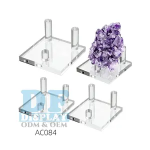 Clear Acryl Display Stand - Three-Leg Display Ezel Staat Voor Fossiele Koraalgeodes Rock Mineraal Agaat Kleine Verzamelobjecten