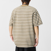 T-shirts décontractés pour hommes à rayures texturées en 3D, en polyester, à manches courtes, coupe ample, couleurs contrastées