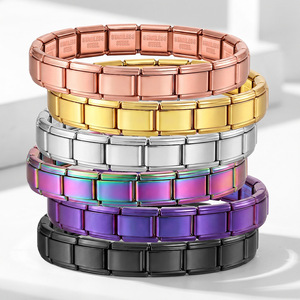 Bracelet Modulaire Italien Électroplaqué Mat, Chaîne de Montre en Acier Titane à Maillons Carrés Élastiques, Accessoires de Bijouterie Basiques - Product Image 4