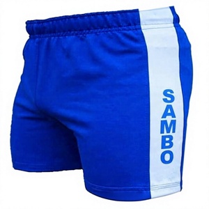 Pantalones Cortos Azules de Sambo para Hombre con Raya Blanca, Ropa de Lucha que Absorbe la Humedad, Corte Regular, Talla Adulto - Product Image 1