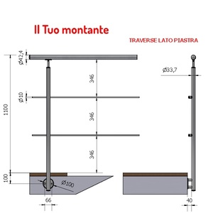 SKU P110107R2X Acabado Satinado Vertical 2-Satinado AISI 304 Piezas de Maquinaria de Construcción de Acero Inoxidable Elementos Cruzados Fijación Lateral - Product Image 1