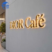 Lettres lumineuses LED personnalisées en métal pour enseigne commerciale, lettres dorées pour enseigne, fabriquées par le fabricant d'origine