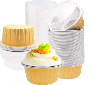 New Products Round aluminum foil Containers Golden Coated Aluminum Foil Package Cake Cup for baking