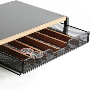 Coffee Pod Storage Rack With Drawer Stainless Steel Wooden <b>Shelf</b> For Coffee Machine <b>Desktop</b> Organizer - Product Image 5