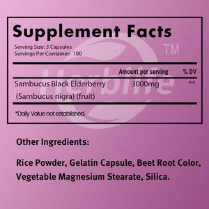 Venta al por Mayor OEM - Personalizable - Saúco Negro |   300 Cápsulas |   Sin OMG, Sin Gluten |   Suplemento de Sambucus - Product Image 2