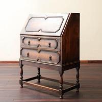 Bureau d'écriture vintage en chêne massif avec plusieurs tiroirs, armoire de rangement pour bureau, chambre ou salon en bois