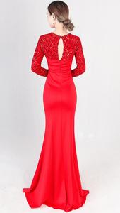 Elegante lusso rosso O collo manica lunga motivo scozzese paillettes Party Club Dress Sexy <span class=keywords><strong>abiti</strong></span> lunghi a sirena <span class=keywords><strong>abiti</strong></span> formali <span class=keywords><strong>da</strong></span> donna <span class=keywords><strong>XL</strong></span> - Product Image 5