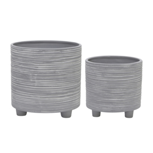 Vasi Moderni con Piedini in Ceramica Grigia per Interni ed Esterni, Vasi Decorativi per Casa, Soggiorno e Giardino - Product Image 1