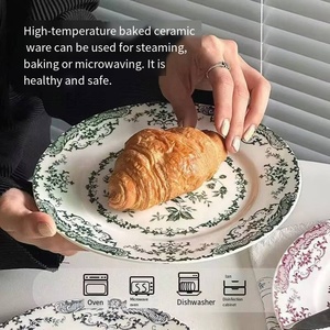 Di alta qualità 8 pollici stile francese in ceramica rosa piatto elegante Design moderno durevole stoviglie semplice vaschetta di ceramica <span class=keywords><strong>servizio</strong></span> - Product Image 6