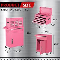 Coffre à outils moderne à 5 tiroirs avec roulettes, verrouillage et clé, emballage amélioré OEM (11,8x20,3x40,4 pouces) pour garage et atelier (Rose)