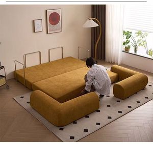 Canapé-lit <span class=keywords><strong>pliable</strong></span> en tissu avec structure en métal minimaliste italien pour petit appartement, salon, chambre à coucher, canapé double 3 places - Product Image 5