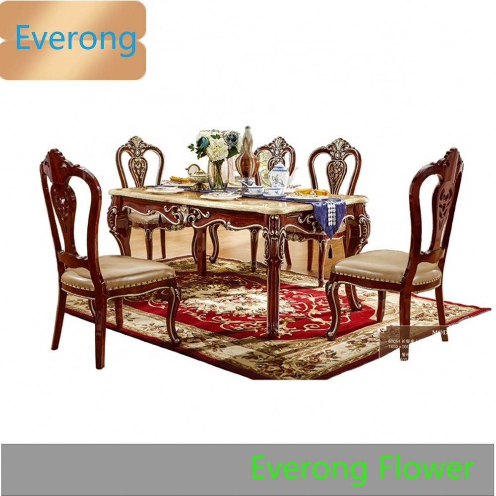 Классические роскошные мраморные наборы обеденных столов с 6 стульями