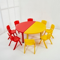 Table semi-circulaire en plastique pour enfants, table d'activités pour la maternelle, tables et chaises réglables pour enfants pour l'éducation préscolaire