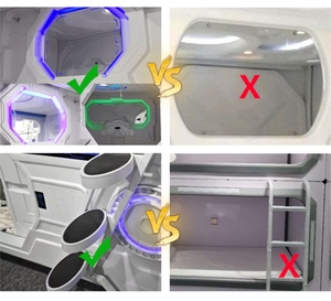 Lit Capsule Commercial pour <span class=keywords><strong>Auberge</strong></span> Capsule Lit Superposé Escaliers En Acier Lumière LED Rideau Privé Capsule Lit Dosettes De Couchage - Product Image 2