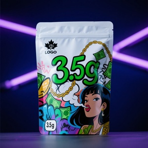 Sacs Mylar personnalisés imprimés en stock, sacs refermables à fermeture éclair 3.5g 7g 14g 28g, pochettes verticales refermables de qualité pour dispensaires - Product Image 5