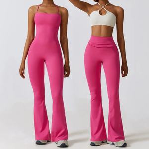 CP-CLT8393 nouveau Top vente licou bout à bout fesses fesses une pièce évasée body <span class=keywords><strong>Fitness</strong></span> Yoga sport combinaison Yoga ensembles pour les femmes - Product Image 5