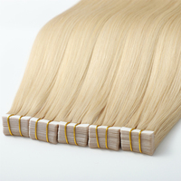 Extensions de cheveux humains vierges russes à double trame avec bandes adhésives, style lisse et ondulé, qualité Remy, pour femmes, vente en gros