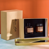 Bougie parfumée sans flamme en cire de soja, personnalisable, petite bouteille en verre marron, ornement décoratif pour la maison, coffret cadeau Diwali Pâques, vente en gros
