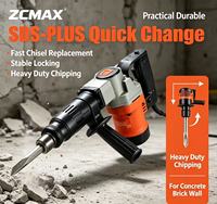 Marteau de démolition électrique ZCMAX 0810 850W SDS PLUS 3200BPM pour la démolition de murs et de sols en béton