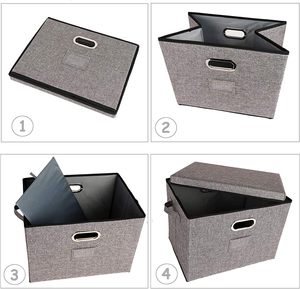 Cotton and Linen Foldable Storage Box with Lid Waterproof Large Capacity for Home Clothes Toys Organization (Single Tier) - Product Image 4