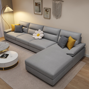 Nouveau style de canapé en L avec accoudoirs réglables, pieds en bois massif, design moderne pour petits appartements, ensemble de chaise longue - Product Image 1
