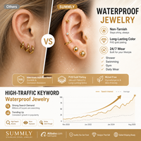 Aretes de Zirconia Modernos SUMMLY, Chapados en Oro de 18k, Acero Inoxidable, Resistentes al Agua, Apilables, con Diseño de Estrella, Joyería de Moda