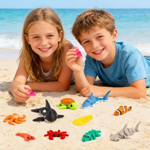 Vashine Juego de 22 Animales Marinos en 3D, Juguetes Creativos y Divertidos para Niños, Animales Marinos Flexibles Impresos en 3D, Juguetes de Material Ecológico para Niños - Product Image 4