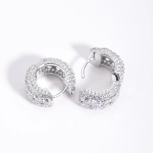 Diamond Earrings Women's Synthetic Lab Grown Round Brilliant Cut Geometric Everyday Wear XHE-091 - Product Image 4