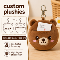 Porte-clés en peluche Ours de créateur avec poche, porte-clés en peluche Ours de dessin animé