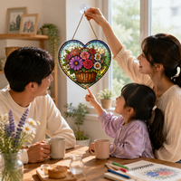 Pendentif en acrylique personnalisé Art Déco avec photos imprimées UV, imperméable, en forme de cœur, cadeau à suspendre pour Halloween et mariage