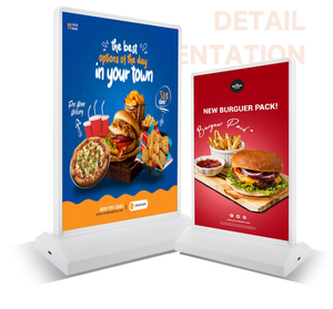 Draagbare A4 <span class=keywords><strong>A5</strong></span> dubbelzijdige oplaadbare LED tafellamp met gehard glas en ABS menu prijsdisplay voor binnenexposities - Product Image 3