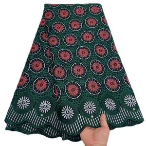 2024 Высококачественная кружевная нигерийская хлопковая швейцарская Вуаль со стразами африканская хлопчатобумажная кружевная ткань для женщин вечернее платье - Product Image 4