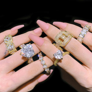 Anillos de Circonita Cúbica 5A con Baño de Oro y Plata <span class=keywords><strong>Rosa</strong></span> para Mujeres, Hombres y Parejas - Product Image 5