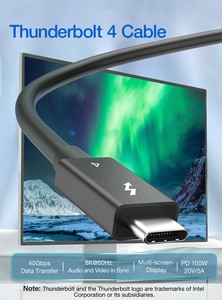 Cavo Thunderbolt QGeeM Thunderbolt 3/4 20/40gbps con cavo certificato Intel 5A 8K @ 60Hz USB 4 compatibile con più dispositivo di tipo C - Product Image 6