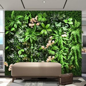 Pared Verde Artificial con Flores Artificiales, Césped Artificial para Decoración de Bodas, Fondo de Plástico, Decoración Sencilla - Product Image 3