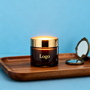 럭셔리 라운드 화장품 유리 항아리 리필 가능한 빈 미니 아이 & 페이스 크림 5g/10ml 앰버 (금 뚜껑 포함) 에센셜 오일 용 상자 - Product Image 1