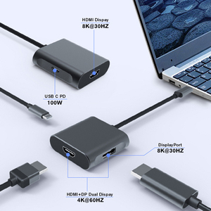 Hub multiport de haute qualité <span class=keywords><strong>Type</strong></span> C vers 4K 8K <span class=keywords><strong>DisplayPort</strong></span> HDMI 100W Adaptateur de charge PD Station d'accueil 3 en 1 - Product Image 1
