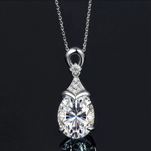 VVS <b>D</b> GRA 3 Carat Oval Cut Moissanite Solitaire Pendant diamond Copper 14K Gold Filled <b>Necklace</b> couples jewelry For Gift - Product Image 2