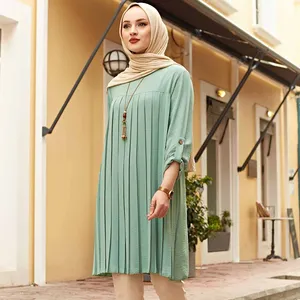 2022 trendy islamic clothing women top large size muslim ladies tunic