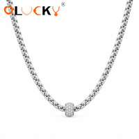 Colliers à chaîne avec perles CZ personnalisées LUCKYJIU, plaqués or 18 carats, en acier inoxydable, étanches, fabrication OEM ODM, fournisseur de bijoux pour les marques