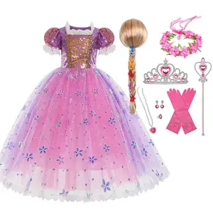 Tv & Film Kostuums Kids Girl Jurk Rapunzel Prinses Fancy Jurken Kinderen Partij Halloween Cosplay Kostuum