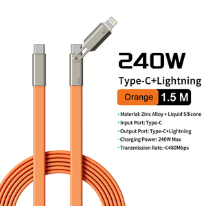 <span class=keywords><strong>สาย</strong></span>ดาต้าแบบแบน 2-in-1 ยาว 1.2 เมตร Type-<span class=keywords><strong>C</strong></span> to Type-<span class=keywords><strong>C</strong></span> รองรับการชาร์จเร็ว 240W ผลิตจากซิลิโคน<span class=keywords><strong>แท้</strong></span> ป้องกันการพันกัน - Product Image 2