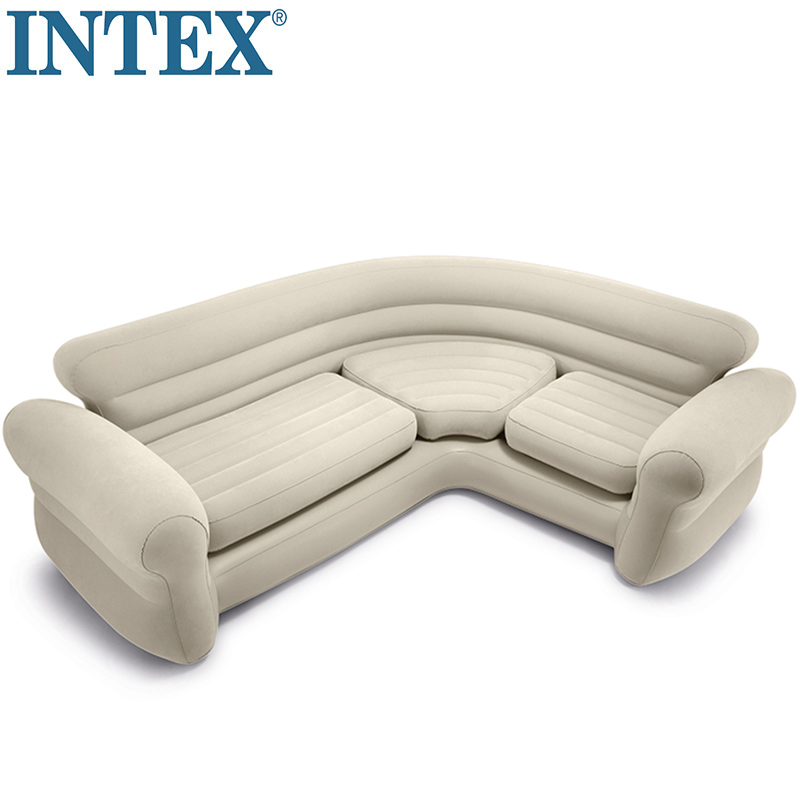 Intex 68575 Plush Velvet Surface Outdoor Indoor Home Portable Inflatable Furniture Sofa Inflatable Corner Sofa