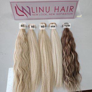 ผมต่อจากผมมนุษย์บริสุทธิ์เคราตินปลายแบนมัดเป็นเส้นผมคู่แบบไม่ผ่านกระบวนการสำหรับ100% - Product Image 6