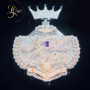 [US] En stock, livraison directe : Pendentif pré<span class=keywords><strong>nom</strong></span> en moissanite style Hip Hop, entièrement serti, en argent 925, avec lettres en <span class=keywords><strong>diamant</strong></span> VVS, bijoux - Product Image 1