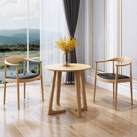 Ensemble Table et 2 Chaises en Bois Massif Moderne pour Café, Restaurant, Villa, Bureau, Maison, Hôtel