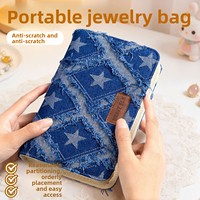 Scatola Regalo per Gioielli Personalizzata, Borsa Portaoggetti in Tessuto Denim, Scatola per Gioielli Personalizzata Stile Libro, Scatola da Viaggio per Conservare Gioielli