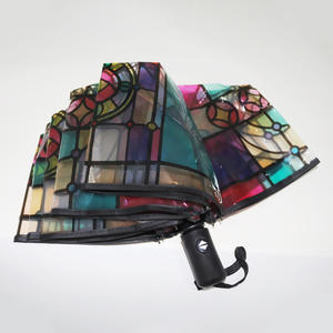 Pequeño paraguas creativo transparente semiautomático de tres pliegues Popular Internet estudiante y pareja paraguas soleado - Product Image 5